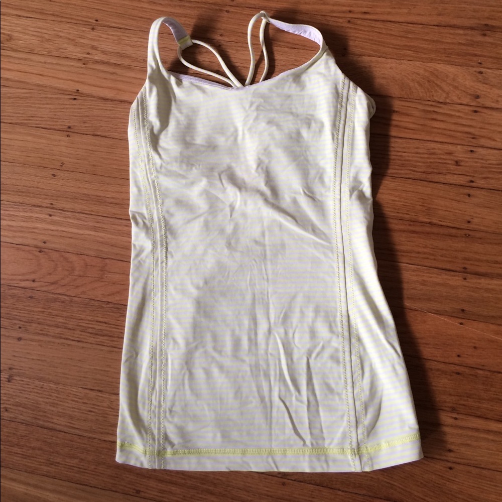 Lululemon Free to Be Tank Neon Yellow Stripe Sz 4 - Picture 3 of 9